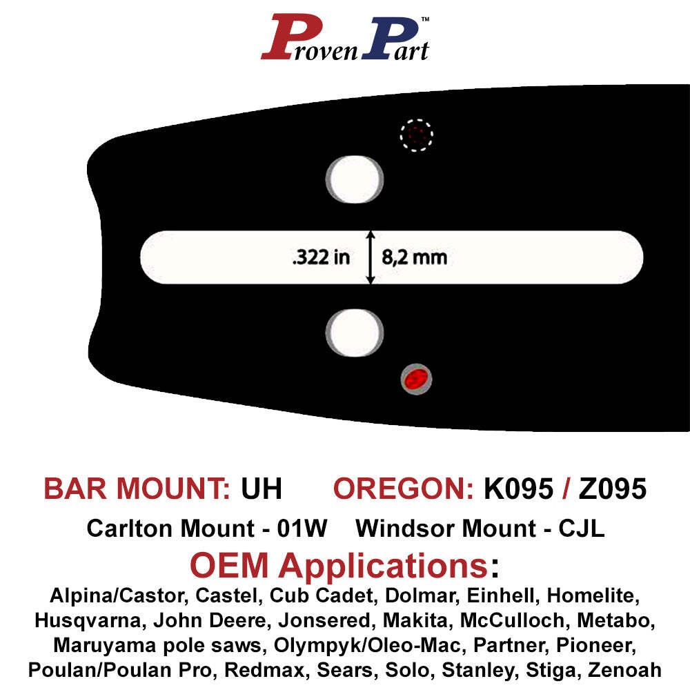 20" Chainsaw Guide Bar 208RNDK095 With 4 Chains 3/8" .058" 72 Drive Links RN UH