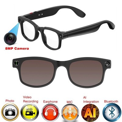 Sunglasses with smart AI prediction function and camera and earphone