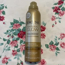 Jergens Natural Glow Foaming Moisturizer Fair Medium Quick Dry Self Tanner READ