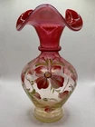 Fenton 2004 “Gold Treasures” Topaz Amberina Vaseline Vase Lynn & Scott Fenton
