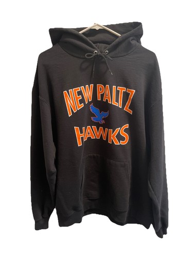 FELPA CON CAPPUCCIO VINTAGE CHAMPION SUNY NUOVA PALTZ HAWKS UOMO XL NERA NCAA - Foto 3 di 4