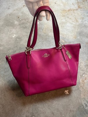 Coach F35808 Ava Tote Bag Pink Magenta Leder Gold Damen Shopper Tasche 2015 Zip