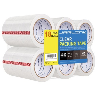 JARLINK Clear Packing Tape (18 Rolls), Heavy 18 Rolls (2.8mil / 60 yd),