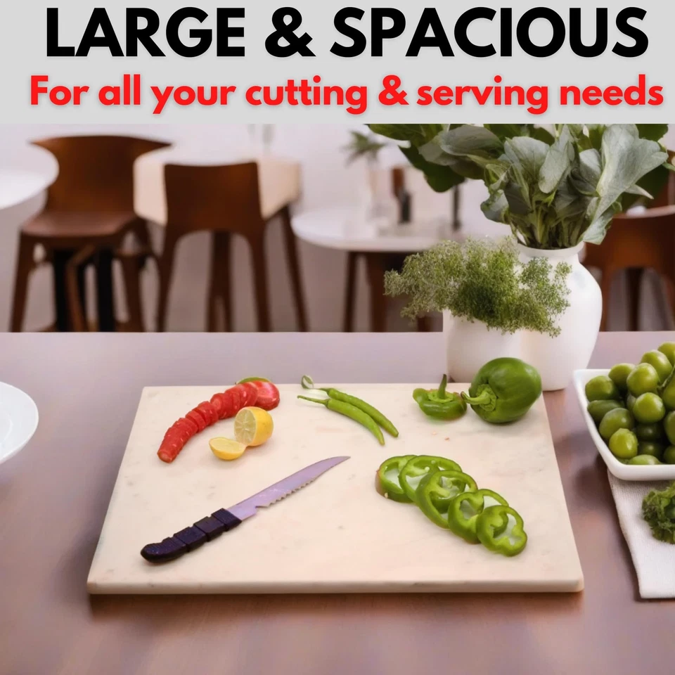 Tablero de Queso y Pastelería Mármol 16 x 12 Pulgadas - Natural Carrara Mármol Blanco Cu... Foto 4 de 4