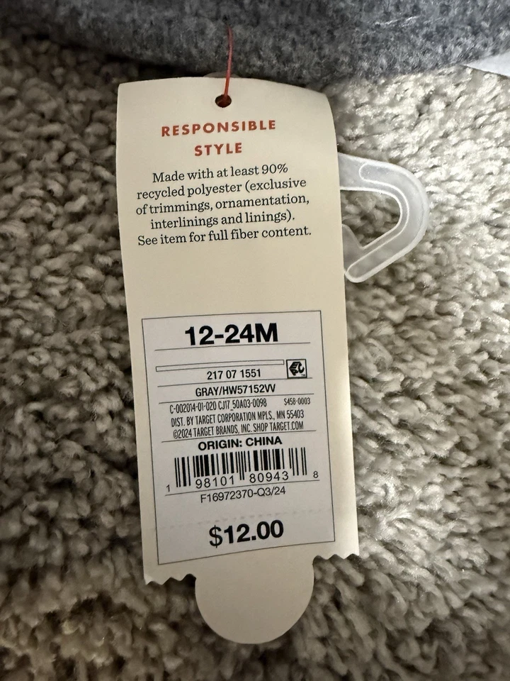 Sombrero de Ranchero Cat & Jack Bebé/Niño Pequeño Gris 12-24 Meses - ¡NUEVO! Foto 4 de 4