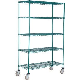 Nexel 5 Shelf Truck Poly-Green 48''''W x 14''''D x 60''''H Polyurethane Swivel Casters