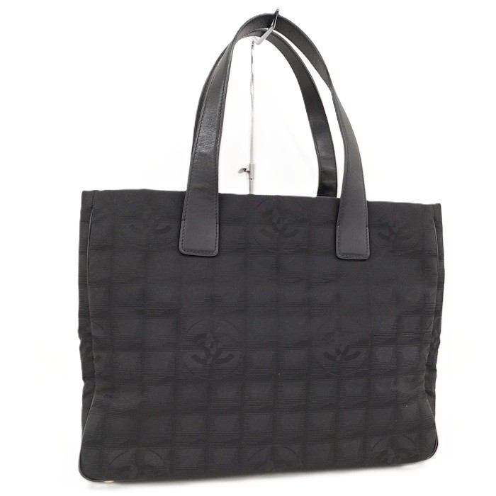 CHANEL New Travel Line Tote MM Handbag Nylon Leather Black A15991