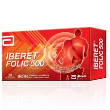 1X Abbott Iberet-Folic 500 (30’s) – Iron + Folic Acid Supplement for Anaemia