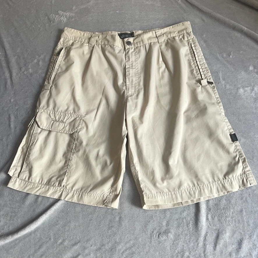 Schöffel Shorts Men's W36 Beige Cargo Pockets Outdoor Hiking Technical 11"