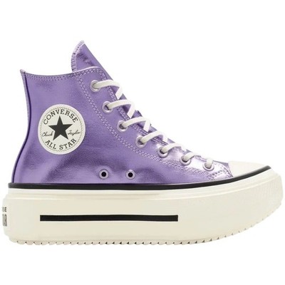 Converse Women All Star Double Stack High Top Shoes Size 7 Purple White A15163C