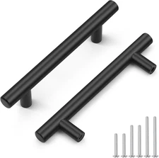 10 Pack Hole Centers 3-3/4Inch Matte Black Kitchen Cabinet Handles, Stainless St