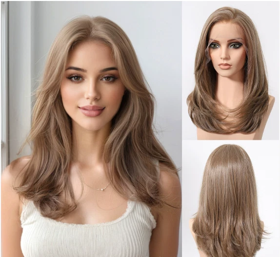 13x6 Large Lace Front Cap Silvery Gray Human Hair Blend Heat Ok Wigs Women Soft - Image 2 of 4