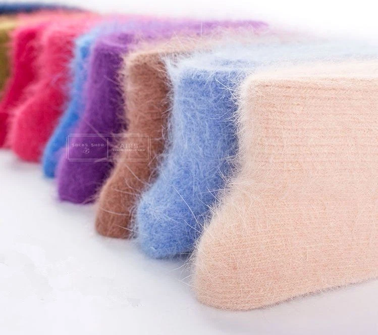 Meias 3/5 pares Mongólia 100% cashmere femininas masculinas lã sólida meia panturrilha tripulação 5-11EUA - Imagem 3 de 4