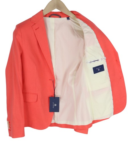 Gant Damen Blazer EU34 Koralle Leinen Mischung Kerbe Einreihige Logo Gefüttert - Bild 5 von 11