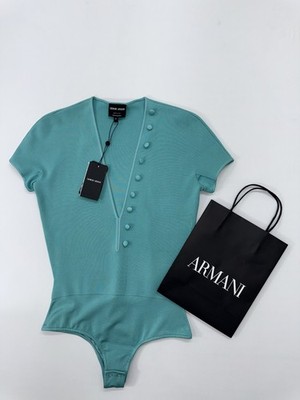 Giorgio Armani Damen Body türkis tailliert Größe 42 EU neu mit Etikett