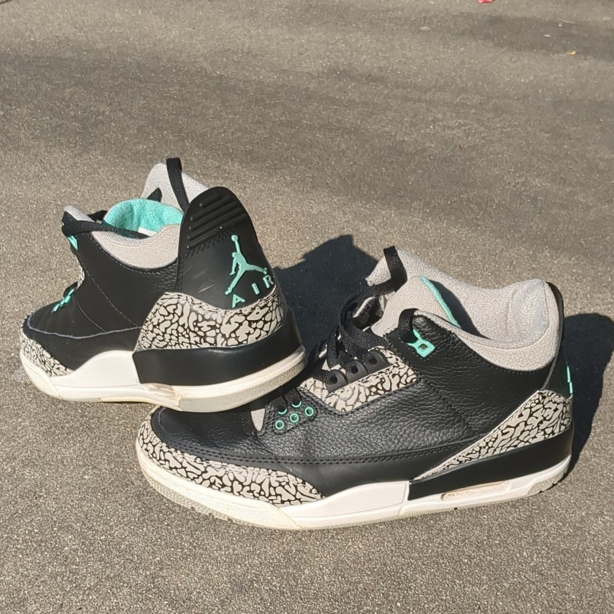Air Jordan 3 Black Grey Teal Elephant Print Mid Top Athletic  display picture 1