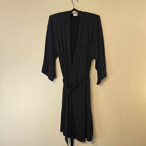 Soma Cool Nights Kimono Short Robe Black Polka Dot Women’s Size S/M Small Med