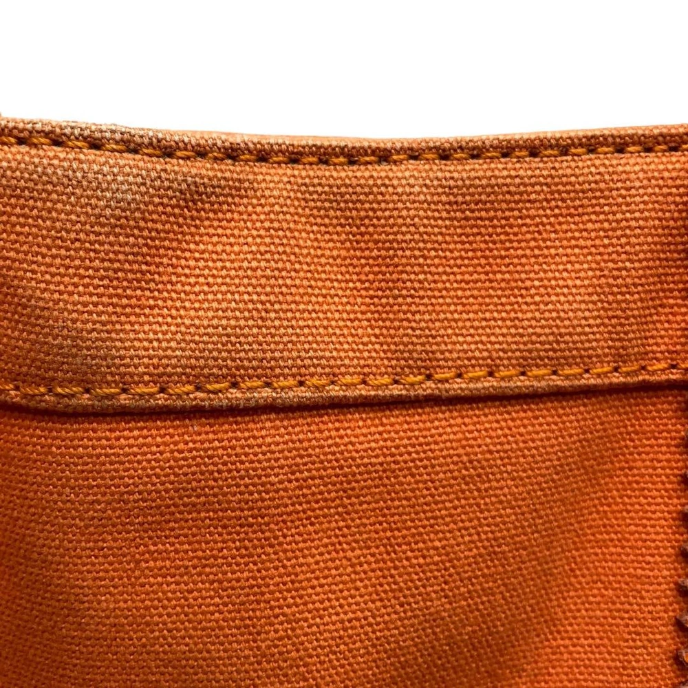 Orange Canvas Tote Shoulder Bag with Logo Embroidery for Women Authentic Style