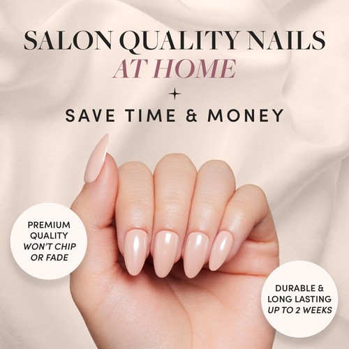 Press On Nails - Los Angeles – Solid Opaque Blush Nude Pink Short Almond Nails - Picture 3 of 3