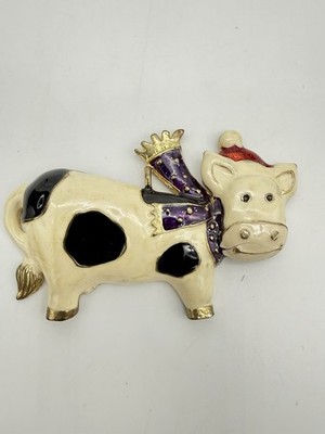 Haskell Holstein Christmas Ornament Enameled Happy Cow