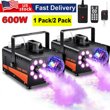 600W Fog Machine Smoke Machine w/Disco Ball Lights Halloween 13-Color LED Effect