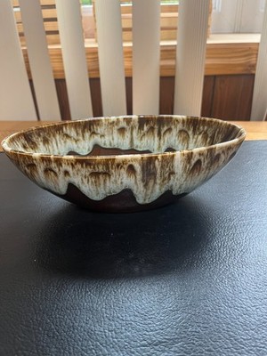 VINTAGE CANONSBURG POTTERY BROWN DRIP GLAZE OVAL OBLONG SERVING BOWL 9''