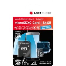 AgfaPhoto MicroSDXC UHS-I High Speed C10 U3 V30 Adapter Extended 10582A1