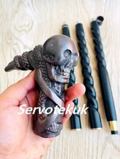 Antique Style Brass Skull Head Handle Wooden Walking Stick Cane Handmade Gift