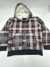 Elevani Plaid Flannel Coat with Hood Full Zip Fleece Lined Youth XL Size 7