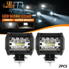 Pair 4" 40000LM LED Work Light Bar Spot Pods Fog Lamp Offroad Driving Truck ATV