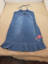 vtg tommy hilfiger Blue Denim Sleeveless Halter Sundress Girl Sz 16