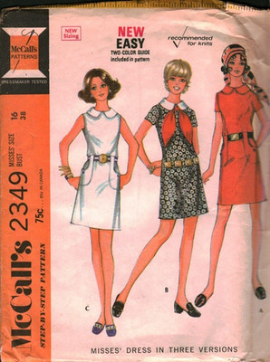 2349 McCalls SEWING Pattern Misses 1970s Dress Three Versions Easy 16 OOP Sew