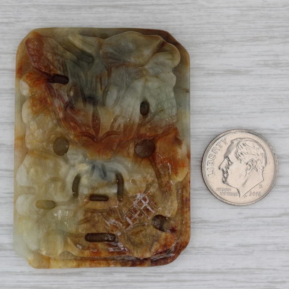 Amuleto de piedra firmado tallado dragón Naga serpentino verde mármol Foto 4 de 4