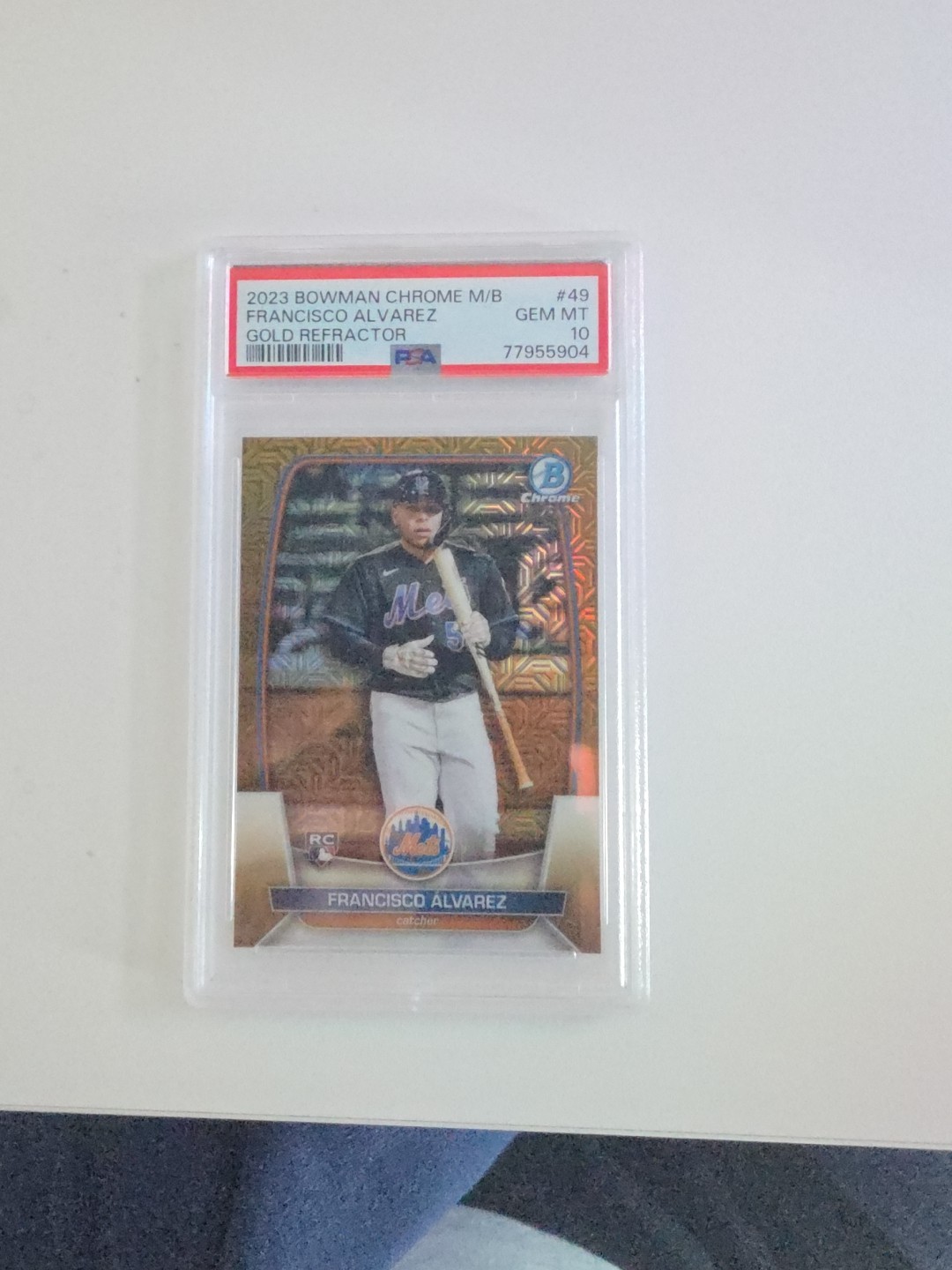 Francisco Alvarez PSA 10 2023 Bowman Chrome RC #49 True GOLD REFRACTOR /50 D6
