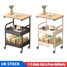3 Tier Rolling Storage Trolley with Table Top, Mobile Storage Cart on Wheels