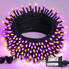 200 LED Orange and Purple Halloween Lights, 66Ft Connectable Halloween