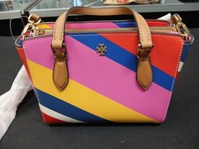 New with tags Tory Burch Robinson Multi Stripe Mini Top Zip Tote