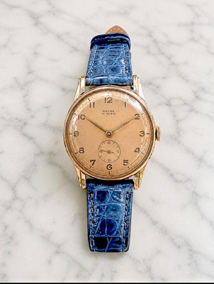 Era 1940s ANCRE 15 Rubis Classic Swiss Manual Wind Serviced Free ️Ships