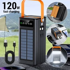 70000mAh Solar Power Bank Charger External Battery for IPhone Huawei Samsung