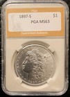 1897 S Morgan Silver Dollar PGA MS63  — photo 1