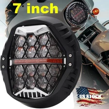 7 inch LED Headlight For Harley Touring Street Glide 2014-UP Amber DRL Hi/Low US