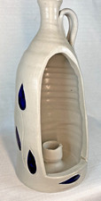 WIlliamsburg pottery Salt Glaze Cobalt Blue & Gray Jug Candle Holder