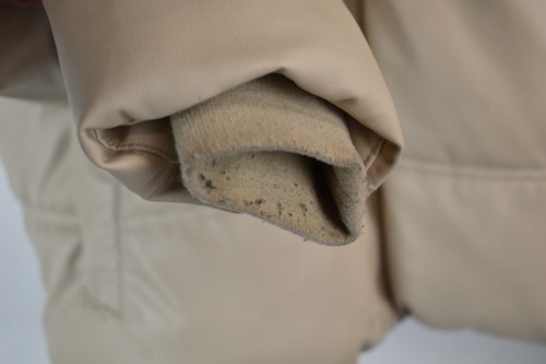 ZARA Beige Faux Leather Padded Jacket size S Womens Full Zip Puffer Hooded - Picture 5 of 14