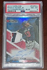 Ronald Acuna Jr. Auto #13/15 Jersey Number 1/1 2019 Topps Fire Auto Patches Blue