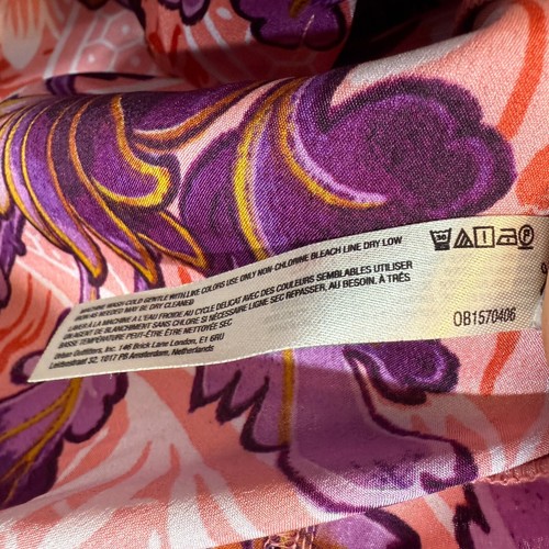 Anthropologie Sleep Luxe Тор Floral Purple Orange Silky Medium - Picture 6 of 7
