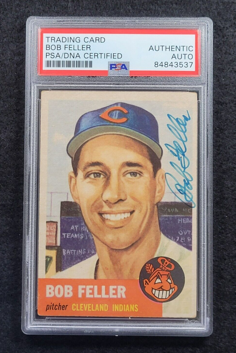 Rare 1953 BOB FELLER Signed Topps Baseball Card-HOF-CLEVELAND 
