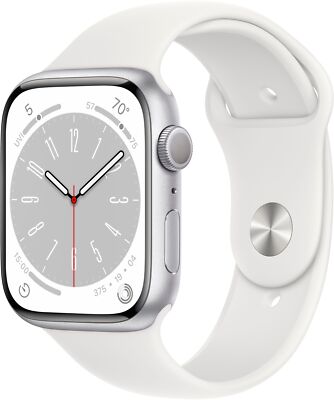 Apple Watch Gen 8 Series 8 45mm Silver Aluminum - White Sport Band MP6Q3LL/A