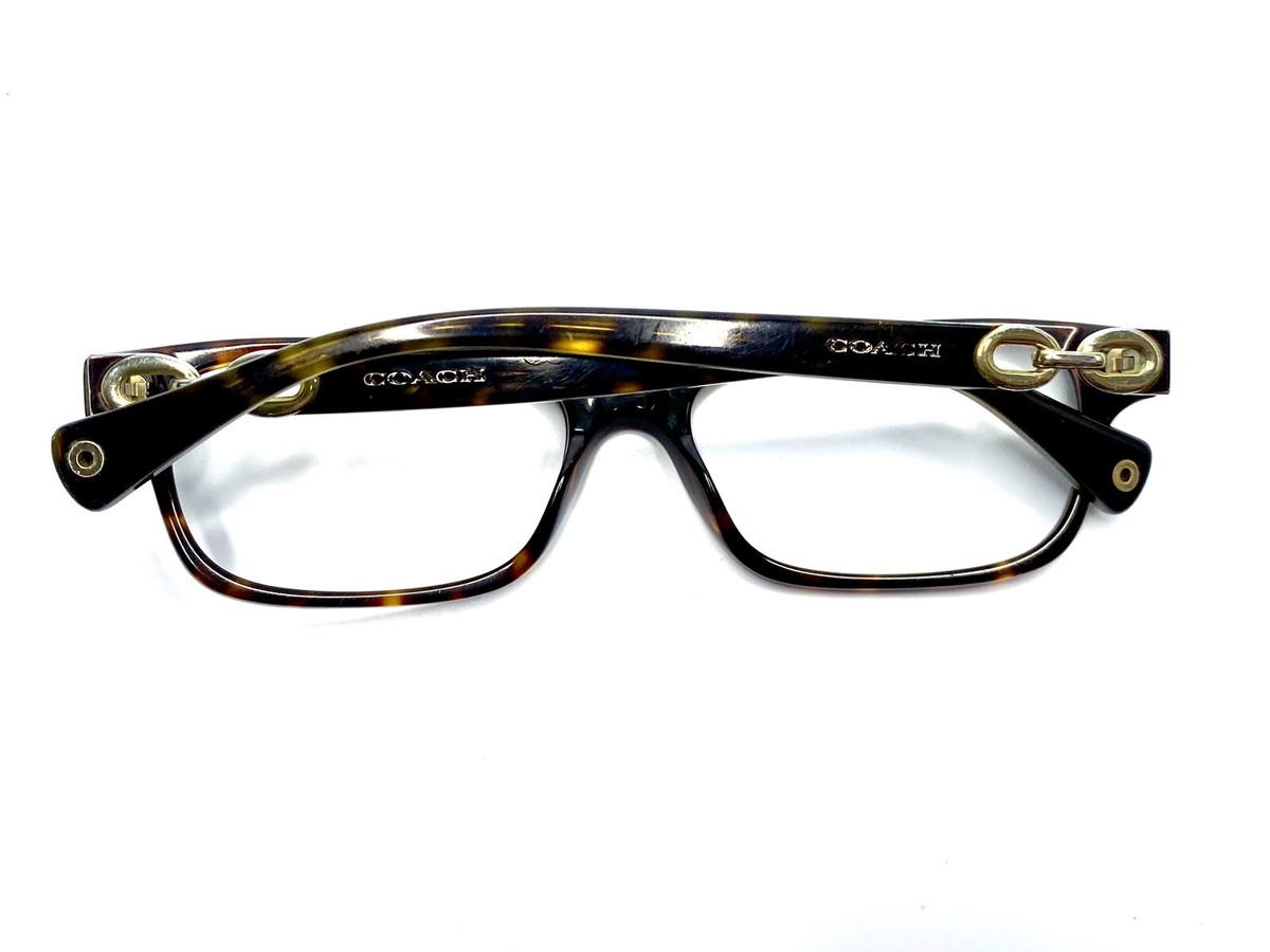 Coach Brown Tortoise Rectangular Glasses Chain Link Fannie HC6052
