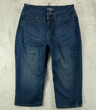 Riders Lee Jeans Womens 8 Capri Blue Jeans Ladies Embroidered Studded 29x18 Mid