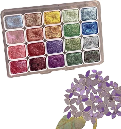 20-Colors Watercolor Painting Set, Multitudet Watercolor Paint, Metallic Paints - Picture 3 of 18